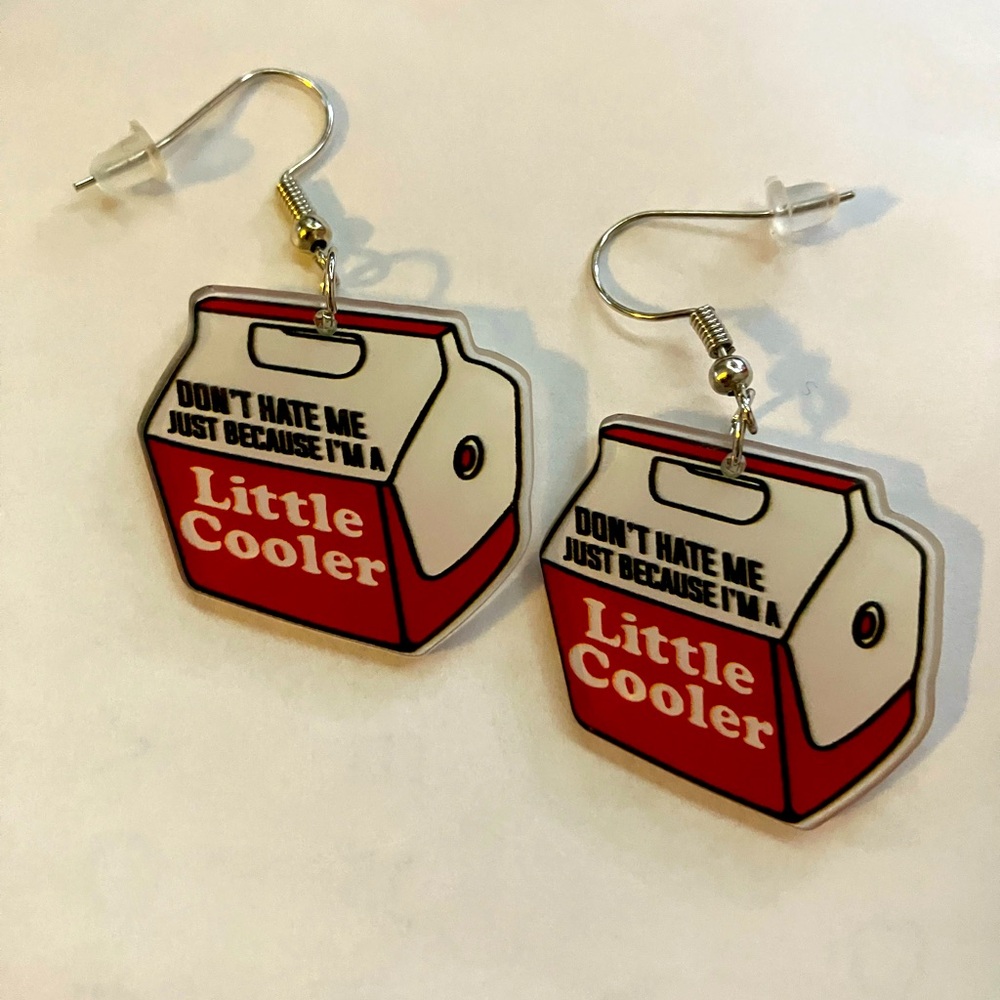 Gag gift earrings, a little cooler earrings, white elephant gift idea